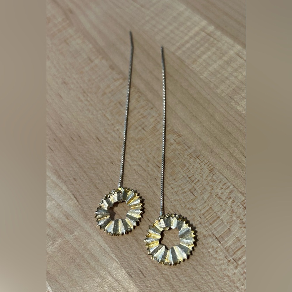 Pencil Shaving Two Tone Pull Through Earrings - image 2